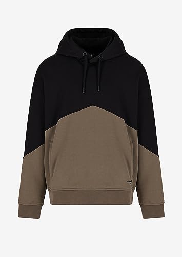 Armani Exchange Men's Cotton French Terry Drop Shoulder Colorblock Hoodie Sweatshirt3