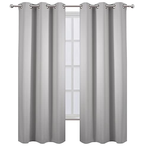 Image of LEMOMO Blackout Curtains 42 x 95 inch /Light Grey Curtains Set of 2 Panels /Thermal Insulated Room Darkening Bedroom Curtains