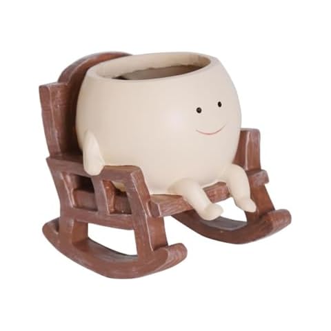Planter Pot Cute Smiley Face Planter Pot Rocking Chair Planters for Indoor Outdoor Unique Pen Holder for Desk Decor for Plant Lovers for Mother, Christmas Cover