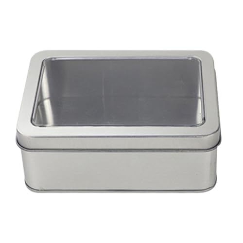AIMALL 10pcs Full Window Rectangular Tinplate Boxes - Small Metal Storage Boxes with Clear Window for U Disk, Accessories, & Miscellaneous Items - 3 Sizes