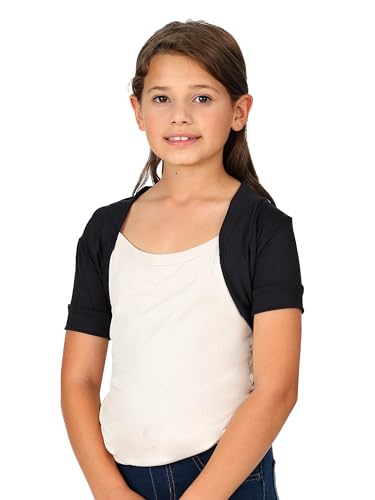 24seven Comfort Apparel Girls Open Front Short Sleeve Cropped Bolero Shrug Perfect for Layering Machine Washable2
