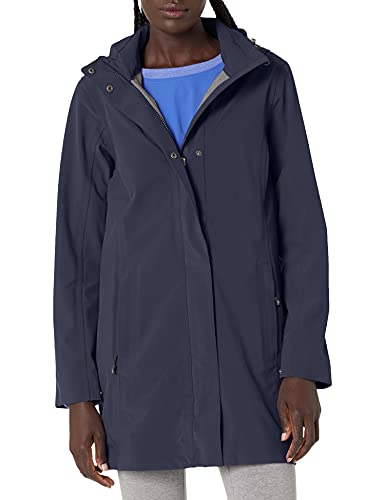 Chaqueta larga impermeable para mujer que soluciona los días de lluvia y viento azul S