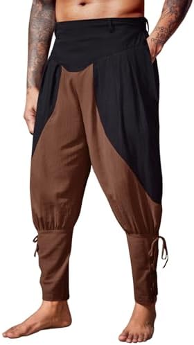 Runcati Mens Medieval Ankle Pants Renaissance Viking Pirate Pants...