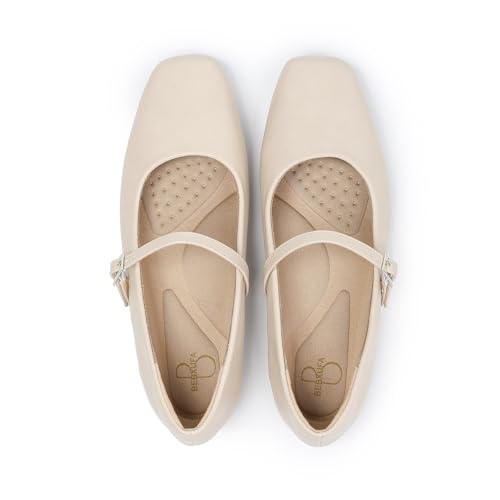 Bebxufa Women's Square Toe Mary Jane Ballet Flats Shoes with