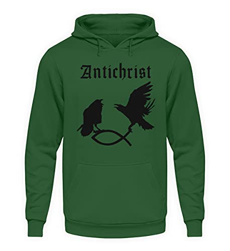 Pull à capuche unisexe Antichrist vert XL pour un style urbain et décontracté au quotidien