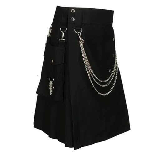 Falda gótica punk hombre de utilidad escocesa vintage con bolsillos