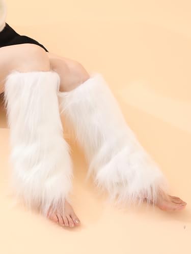 Fluffy Leg Warmers Black Leg Warmers for Women Fuzzy Leg Warmers Winter Fluffy Leg Warmers Furry Long Boot Cuffs Cover2