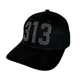 Detroit 313 Hat for Men | Structured Mid Profile Six Panel Premium Chino Twill Baseball Cap (Black/Charcoal)
