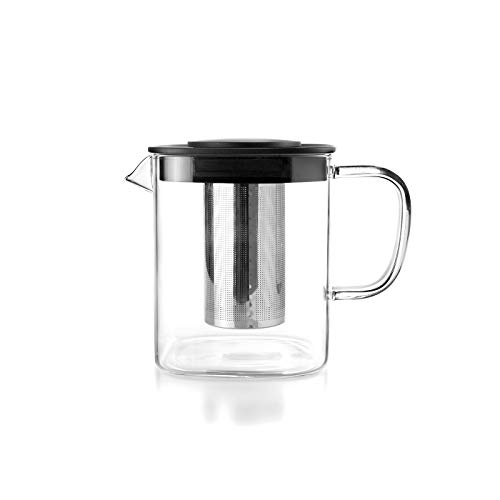 IBILI - Hervidor con filtro Square, 1 litro, Borosilicato y Acero Inoxidable 18/10