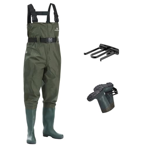 FISHINGSIR Fishing Waders for Men with Boots Womens Chest Waders 2-Ply Nylon/PVC Waterproof for Hunting with Boot Hanger