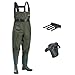 FISHINGSIR Chest Fishing Waders Hunting Bootfoot with Wading Belt Waterproof Insulated Breathable Nylon and PVC Cleated Wading Boots for Men Women Size 5