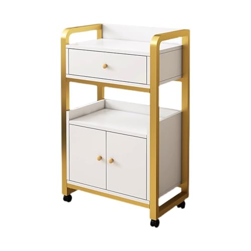 Boden rollwagen küche aus Metall, Servierwagen mit Rollen, Beweglicher transportwagen, zur Aufbewahrung von Hautpflegeprodukten, Parfüm(51cm/20in)