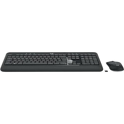 Logitech MK540 Kablosuz Klavye ve Fare Kombo Windows için, 2,4 GHz Kablosuz Bağlantı USB Alıcısı, Kablosuz Fare, Multimedya Kaydı Tuşları, 3 Yıl Pil Ömrü, PC/Dizüstü Bilgisayar, QWERTY UK Düzeni - Siyah