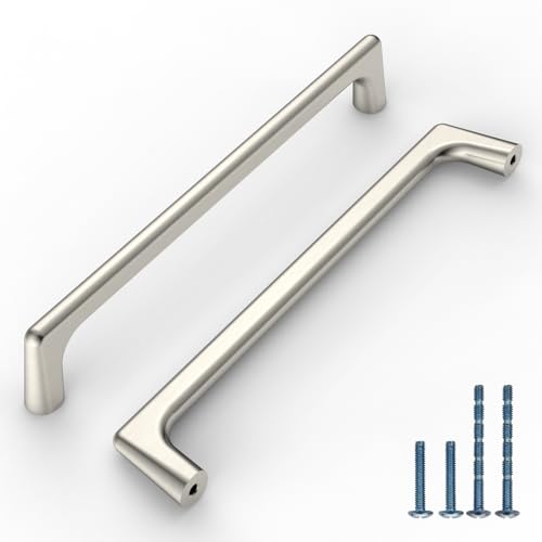 Image of 9BUILD 10 Pack Brushed Satin Nickel Cabinet Pulls 6.25 Inch Kitchen Cabinet Handles Cabinet Hardware Kitchen Handles for Cabinets Cupboard Handles Nickel Kitchen Pulls Drawer Handle