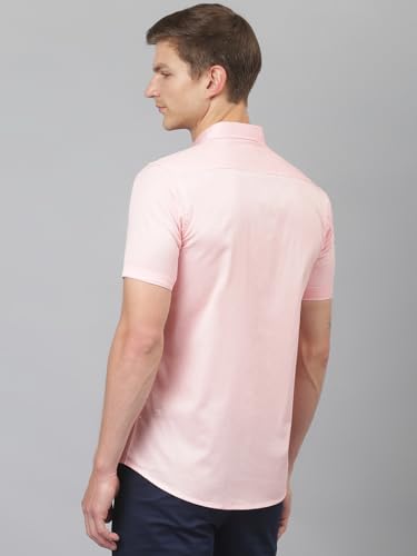Image of Thomas Scott Men's Premium Slim Fit Casual Shirt | 100% Cotton Twill | Short Sleeves | Spread Collar | Solid Smart Casual Shirt for Men
