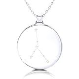 Sternbild Krebs Gravur Anhänger by KH Schmuckdesign | Kette & Coin aus 925 Sterling Silber | Gelbgold o. Roségold vergoldet | ✓ Halskette mit rundem Anhänger ✓ Schmuck zum Personalisieren ✓ Handmade