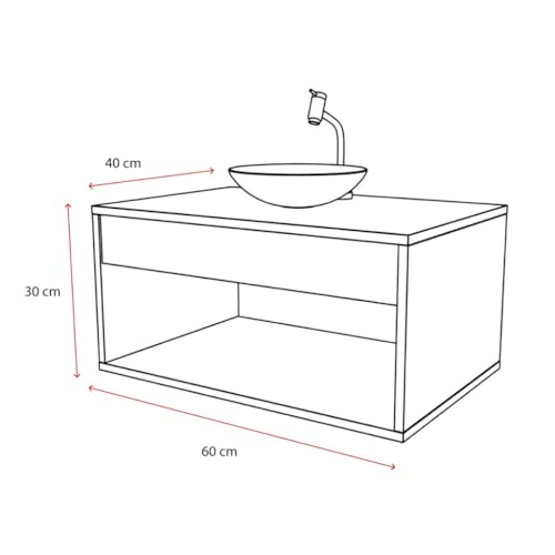 Gabinete Banheiro Armário 60CM Sem Cuba(Preto)