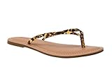 Cushionaire Women's Cora Flat Flip Flop Sandal, Yellow Snake 7.5 with +Comfort