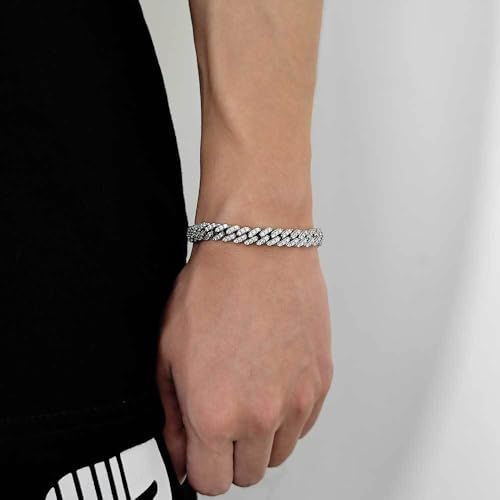 Lab Grown Diamond Tennis Bracelet for Men and Women, D Color VVS1 Clarity Moissanite Tennis Bracelets, 14K White Gold Plated S925 Sterling Silver Bracelet, Hip Hop Bracelets3