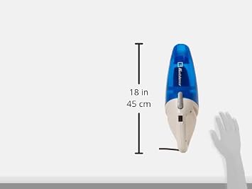 Koblenz HV-120 KG3 Corded Handheld Vacuum Cleaner, 400W Motor, 18 ft Cord, Lightweight Dust Buster for Pet Hair, Upholstery, Stairs, Car, Crevice Tool Included, Small Corded Vac, White/Blue