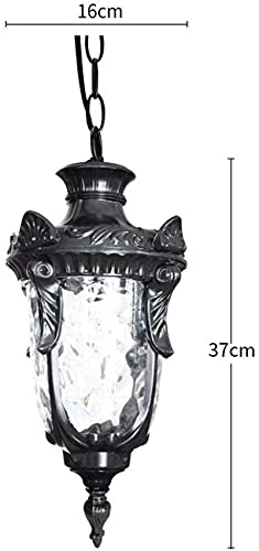Lanterne suspendue extérieure classique E27 et lustre réglable noir mat étanche