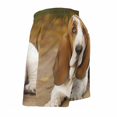 Basset Hound Mens Swim Trunks Quick Dry Hawaii Bathing Suit Board Shorts with Mesh Lining-4