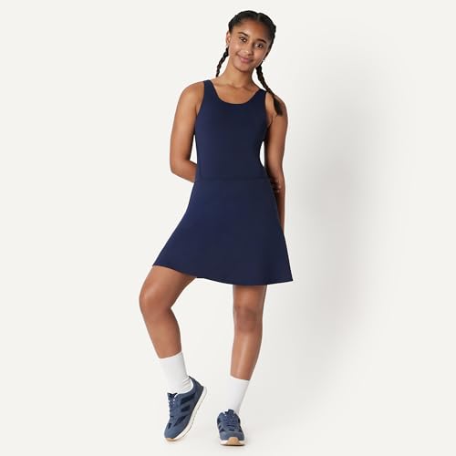 Image of Amazon Essentials Girls' Active FormFlex Buttery Soft Tank Tennis Dress with Built-in Bodysuit, Bra, & Shorts