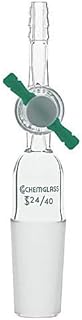 Chemglass CG-1029-02 Series CG-1029 Flow Control Adapter, Straight, 2 mm PTFE Stopcock, 29/42 Inner Joint