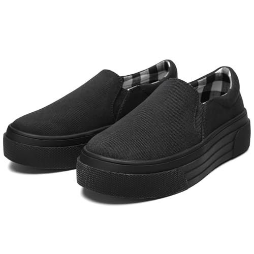 Girls' Slip-On Sneakers Thick Non-Slip Sole, Elastic Stretch Comfort, Easy On/Off Athletic Running Shoes for Kids Toddler