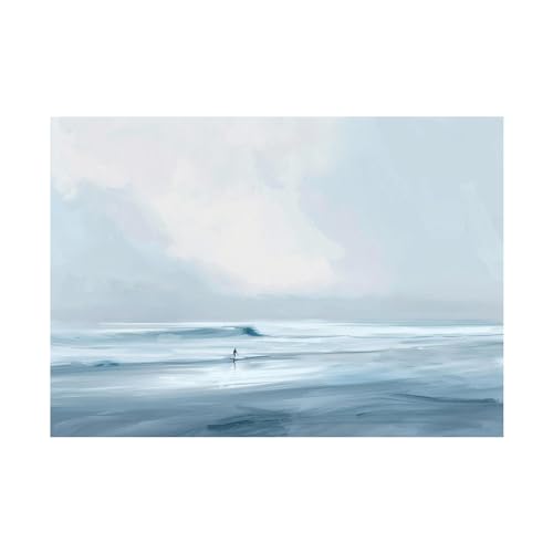 Peinture à l'huile horizon de mer d'hiver grand format sans cadre 80x120