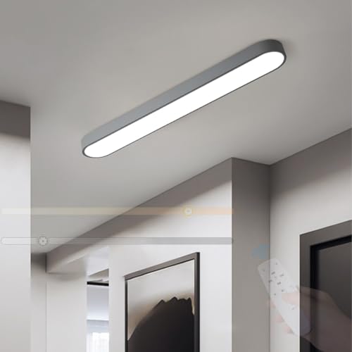 Plafonnier moderne en métal gris long de 100cm pour un éclairage épuré