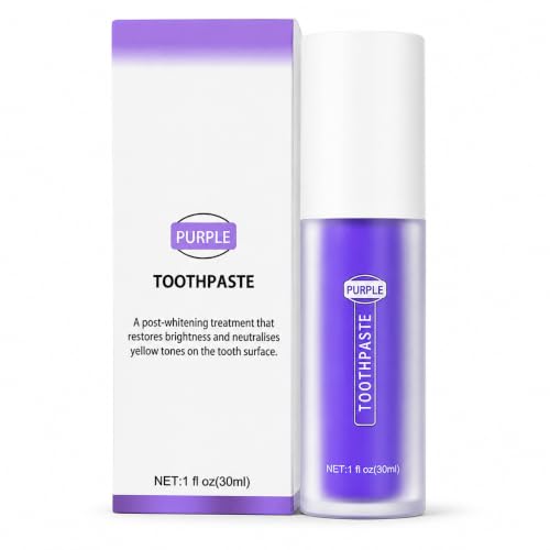 STAVDLNN Purple Toothpaste for Teeth Whitening Purple Toothpaste for Yellow Tones Fresh Mint Oral Care for Adults 30ml