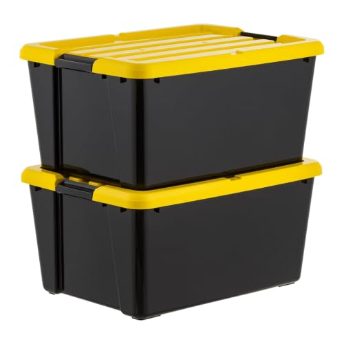 Image of Storage Bins 45 Qt Stackable with Lids 4 Pack for Garage Closet