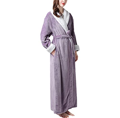 Peignoir de bain extra long violet en flanelle épaisse avec finitions premium