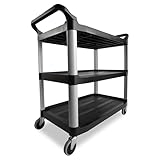 Rubbermaid Commercial Products 3 Shelf Service and Utility Cart, FG409100BLA