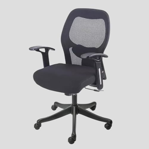 Image of Ergonomic High Back Office Chair with Cushioned Fabric Backrest, Adjustable Height, Padded Seat, Fixed Armrests, 360 Swivel Computer Desk Chair for Home, Office & Study (Black)