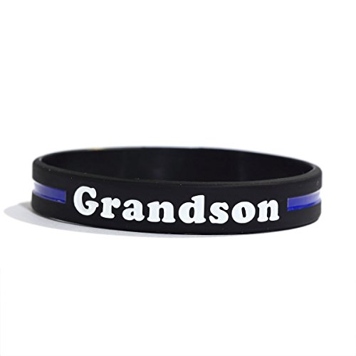 SayitBands Grandson Thin Blue Line Silicone Wristband Bracelets Police Officers Patrol Awareness Support
