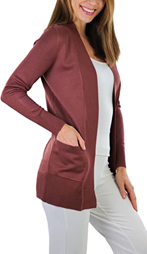 Image of ToBeInStyle Women's Long Sleeve Rib Banded Open Sweater Cardigan