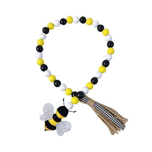 Guirlande de perles en bois d’abeille avec glands, plateau Étagères Affichages Guirlande de perles en bois Murale Suspension Décors De décoration boho Cover