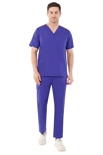 Image of PRAGATI TRENDS Premium Unisex Scrub Suit With Customize Name Print Option(Follow the Description) V-Neck Top and Cargo Type Trouser