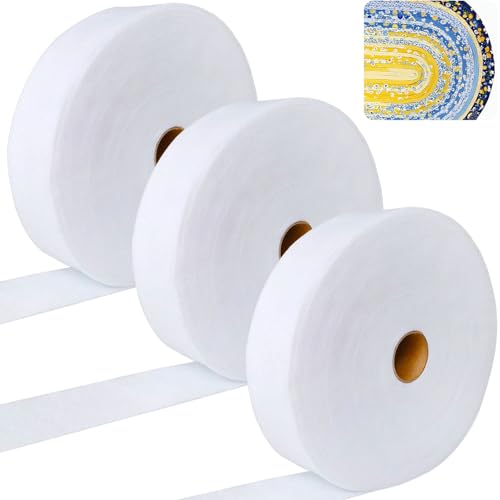 3 Rolls Jelly Roll Batting Strips 2 1/4 Inch Cotton Blend Fleece Batting On A Roll Total 150 Yards...