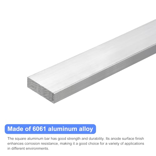 Image of uxcell Square Aluminum Flat Bar, 1 /2 inch Thick 1.6 inch Width 10 inch Length Square Aluminum Bar 6061 Aluminum Flat Plate, 12 x 40 x 254mm T6511 Solid New Mill Stock for Industrial Building