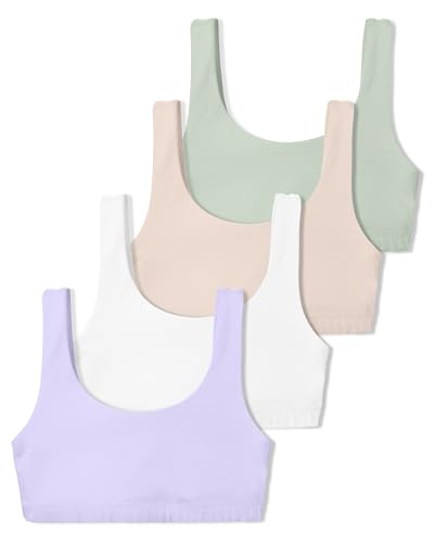 SALIA GIRL Soft Cotton Bralettes for Teen Scoopneck, Stretch Girls Bras 12-14 Natural Shaping Training Bra with Elastic Band