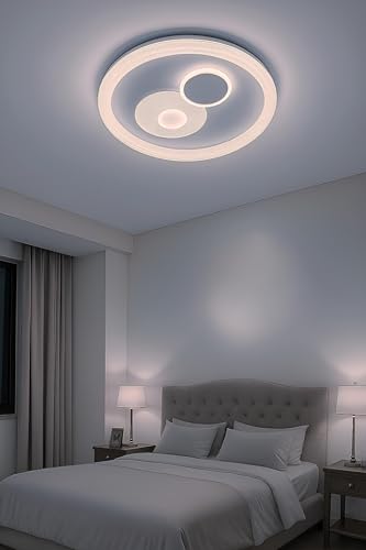 Image of FILLISKA Aluminium Luxurious 3 in 1 Led Ceiling /Wall Chandelier Light with 3 Step Colour Changing Function (White Round - 7919)(1 Year Warranty)