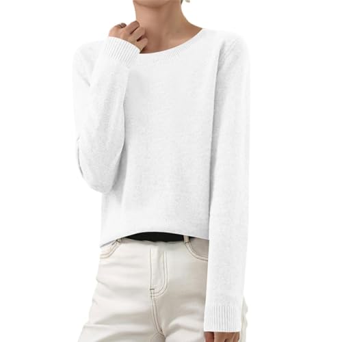OIOLOYJM Fall Cashmere Sweaters for Women 2025 Crewneck Long Sleeve Tops Knitted Pullovers Lightweight Merino Wool Sweater