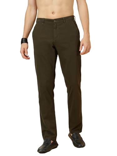 Image of Thomas Scott Men's | Solid | Light Weight | Breathable Fabric | 4 Pockets | Mid Rise | Slim Fit | 100% Cotton | Button Waist | Chino Trouser | Pants