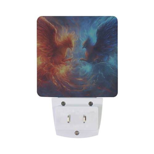 Image of Phoenix Red Blue Night Lights 2 Pack Plug-in Wall Led Nightlight Auto Dusk-to-Dawn Sensor Lamps for Bedroom Kitchen Bathroom