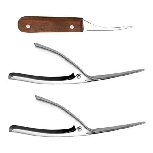 DECHOUS Sbucciatore Gamberi Acciaio Inossidabile Set 3 Pezzi, Utensili da Cucina per Pulizia Gamberetti, Sgusciatore Compatto Impugnatura Ergonomica per Uso Domestico e Ristoranti