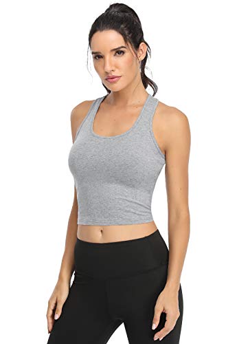 Image of Joviren Crop Tank Tops for Women Workout Cropped Athletic Shirts | 4 Pack Cotton Racerback Yoga Tops