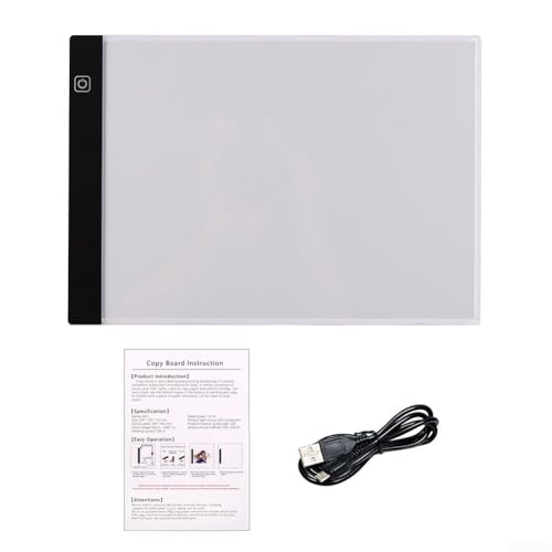 HEIBTENY Almohadilla de luz LED para tamaño A4, tablero de dibujo de protección ocular con 3 niveles de brillo regulable, tableta de trazado de PC resistente para pintura, bordado y proyectos de arte